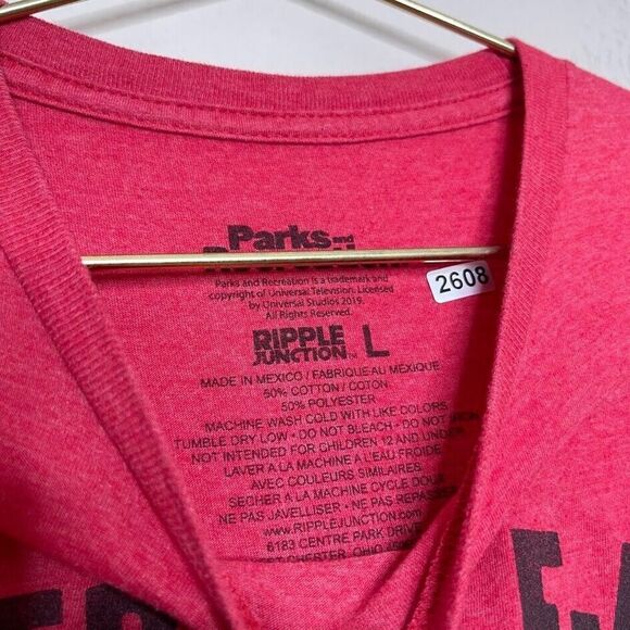 PARKS and RECREATION Shirt Large Red Ron Swanson Half-Ass Quote Graphic Mustache - Picture 3 of 5